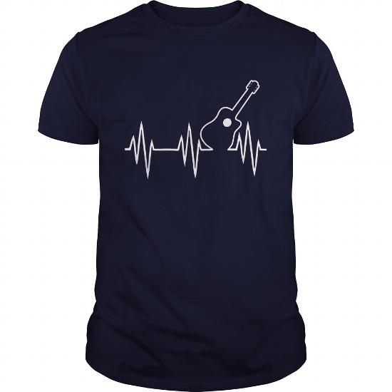 Black heartbeat guitar T shirt